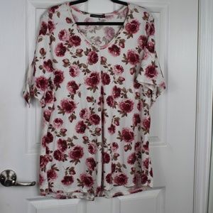 Acting Pro Ivory Floral Tie-Sleeve Top.